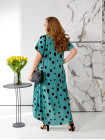 Жіноча яскрава штапельна сукня принт горох оливка