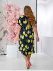 Яркое женское штапельное платье принт лимоны универсальный размер 52-56