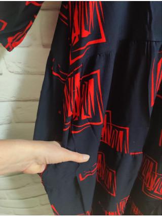 Жіноча штапельна сукня розмір 54-60 з кишенями принт ромб