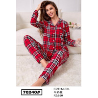 Женская пижама в клетку оптом 70240 