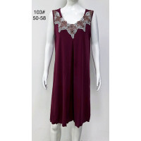 Жіноча нічна сорочка колір бордо великих розмірів 50-58 оптом