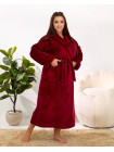 Женский длинный махровый халат Bordeaux Shawl бордо