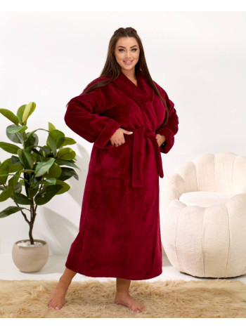 Женский длинный махровый халат Bordeaux Shawl бордо