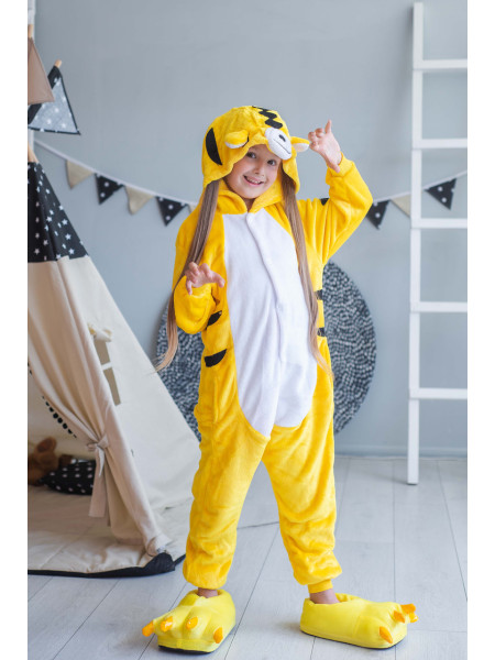 Цельная махровая детская пижама кигуруми Тигр