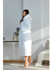 Жіночий махровий халат на запах з капюшоном