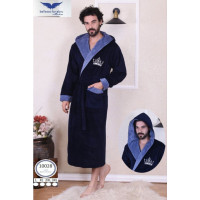 Мужской махровый банный халат цвет синий размеры 46-56