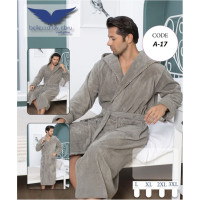 Мужской махровый банный халат цвет серый размеры 46-56