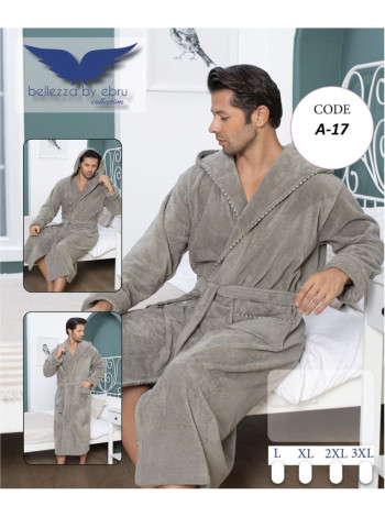 Чоловічий махровий банний халат сірого кольру розміри 46-56