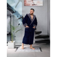 Мужской махровый синий халат размеры 52-56