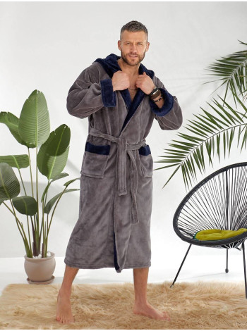 Чоловічий махровий халат колір графіт розміри 52-56
