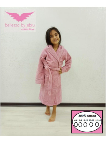 Халат дитячий махровий для дівчинки колір рожевий 12-14