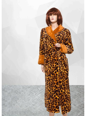 Жіночий махровий довгий леопардовий халат