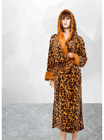Жіночий махровий халат з капюшоном великих розмірів