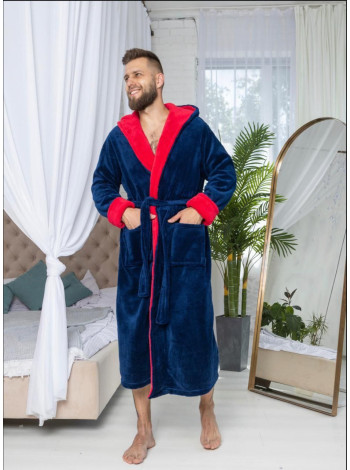 Мужской махровый халат с двойным капюшоном 2XL