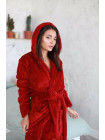 Бордовий махровый халат на запах для женщин XL