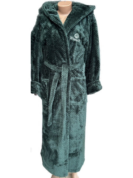 Жіночий махровий халат на запах зеленого кольору