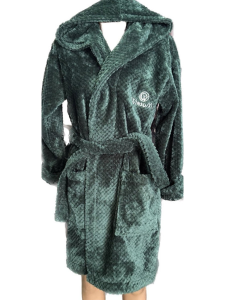 Короткий махровий халат зеленого кольору