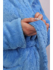 Женский короткий махровый халат с капюшоном однотонный 2XL