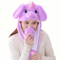 Шапка для кигуруми детская фиолетовый единорог с подсветкой
