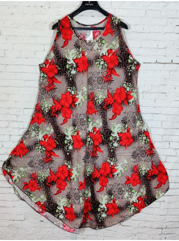 Женское прогулочное платье с красными цветами