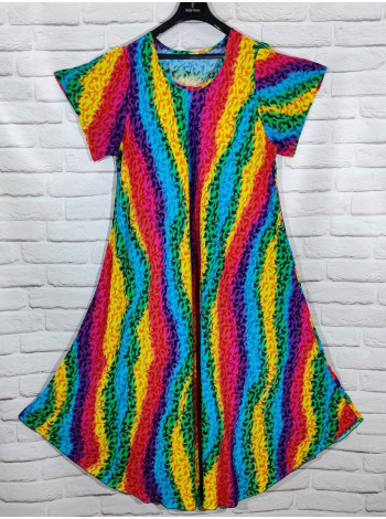 Длинное штапельное платье ламбада радуга