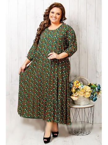 Женское летнее платье больших размеров зелёного цвета
