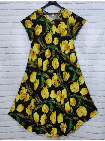 Женское прогулочное платье жёлтые тюльпаны