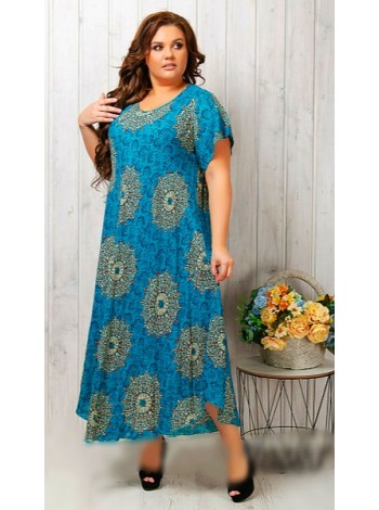 Жіноча яскрава штапельна сукня блакитного кольору
