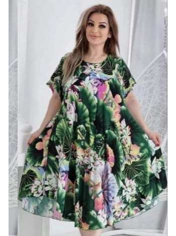 Женское летнее штапельное платье принт лотос