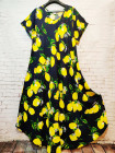Женское яркое штапельное платье принт лимоны