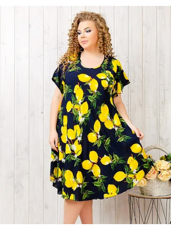 Яркое женское летнее платье принт лимоны