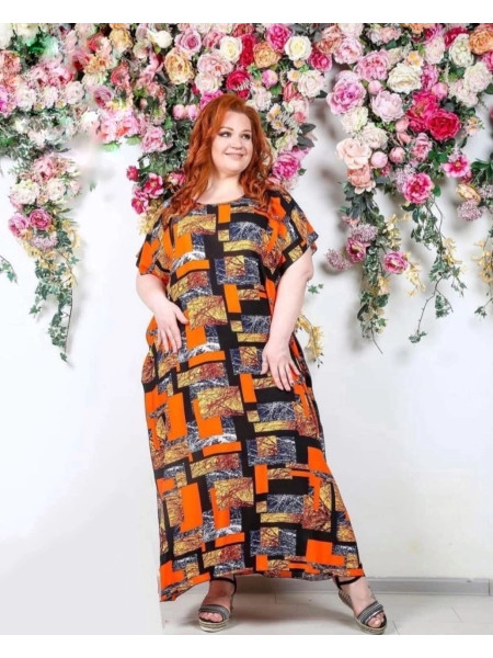 Жіноча штапельна сукня абстракція великого розміру
