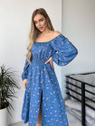 Женское платье из штапеля голубого цвета  50