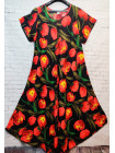 Жіноча яскрава штапельна сукня принт тюльпани