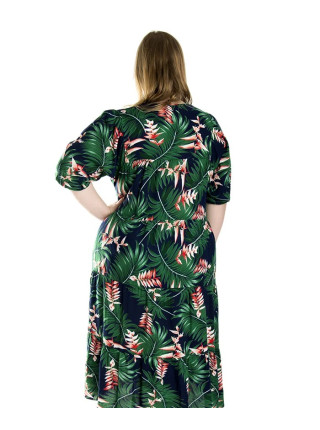 Летнее платье из штапеля с пальмовыми листьями