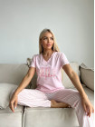 Жіноча піжама Elit однотонна футболка і штани у смужку