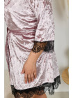 Элегантный велюровый комплект для сна халат и сорочка пудра 50