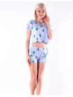 Пижама молодежная женская топик и шорты с кактусами