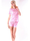 Женский летний комплект-пижама шорты и футболка с кошечками