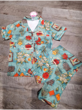 Женский летний трикотажный комплект-пижама рубашка и штаны