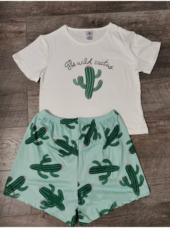 Жіноча молодіжна піжама топік та шорти з кактусами