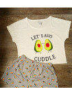 Женский пижамный комплект топик и шорты с авокадо