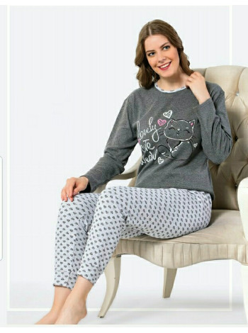 Жіноча піжама-комплект брюки та кофта з довгим рукавом