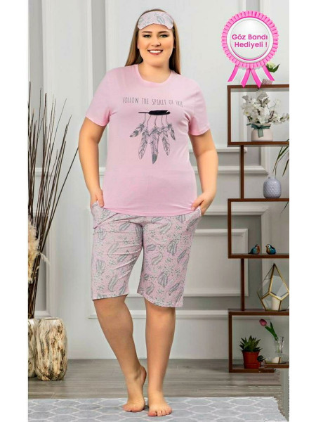 Женский комплект-пижама бриджи и футболка хлопок