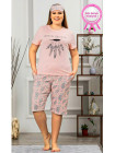 Женский комплект-пижама бриджи и футболка хлопок 3XL