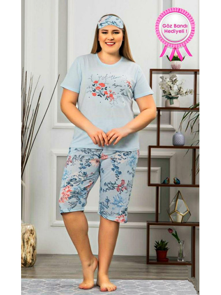Женский комплект-пижама с бриджами больших размеров хлопок