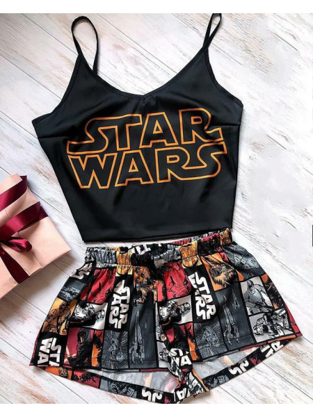 Женская шелковая пижама Star Wars цвет черный