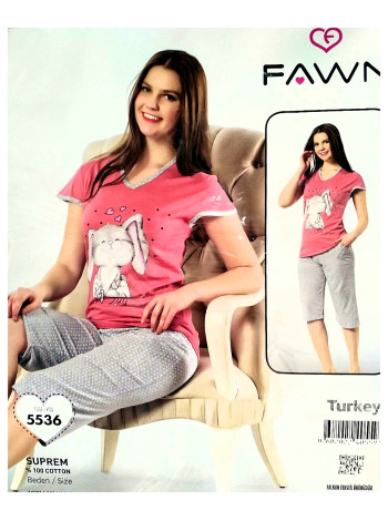 Женская пижама футболка с бриджами Fawn