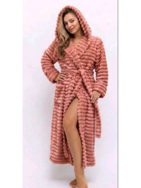 Женский халат Terry Shar Pei с капюшоном длинноцветный оранжевый оранжевый,
