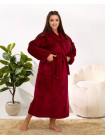 Женский длинный махровый халат Bordeaux Shawl бордо